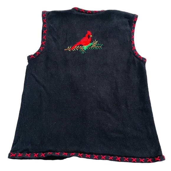 Vintage Bobbie Brooks Christmas Cardinal Button Down Sweater Vest - Picture 2 of 9